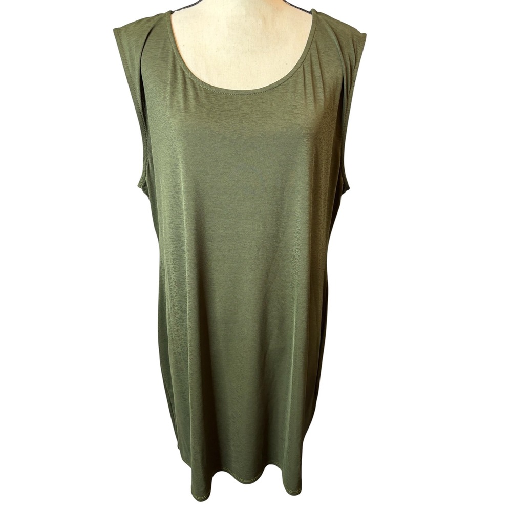 L&B Lucky & Blessed Women Olive Green Sleeveless Tunic Top 3X NWT